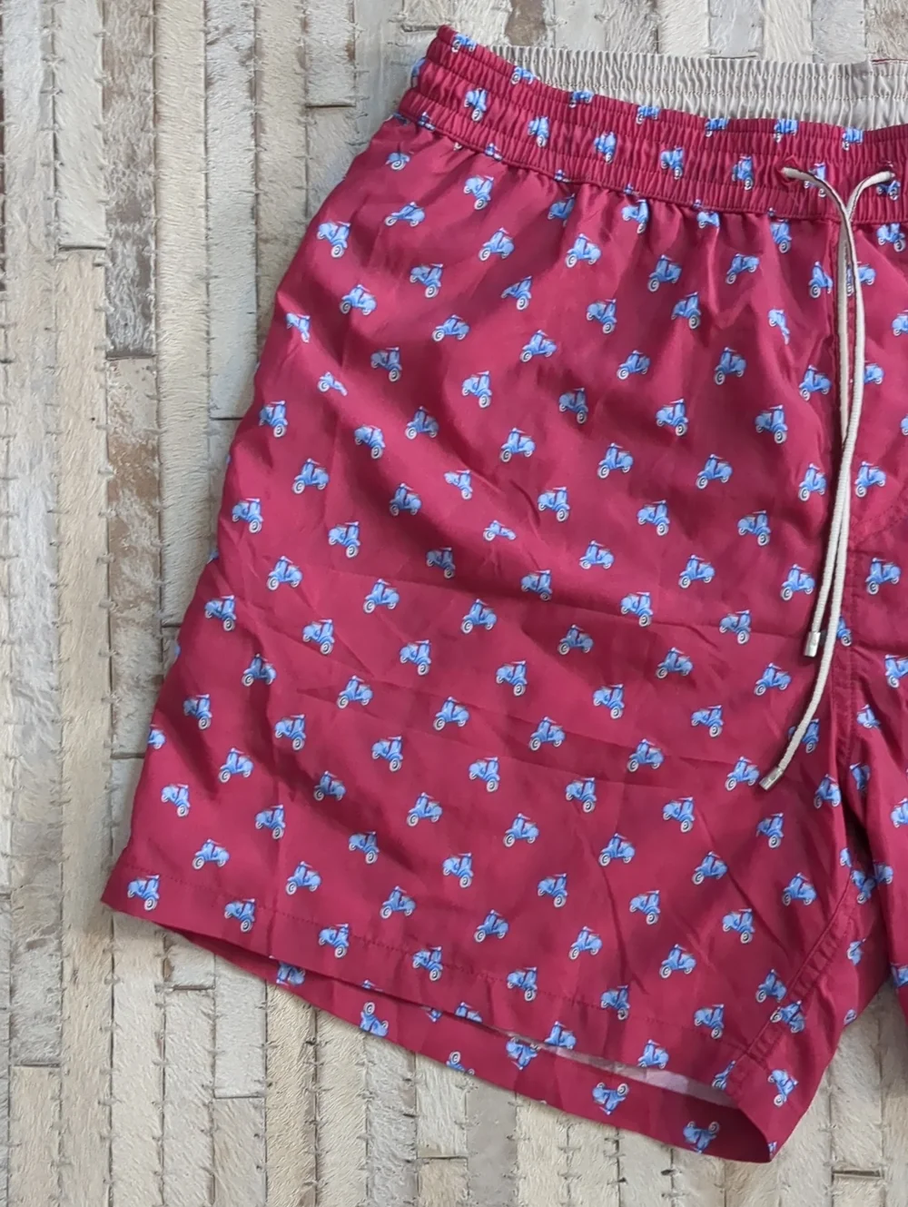Loro Piana Men's AOP Blue Scooter Red Swim Trunks Shorts